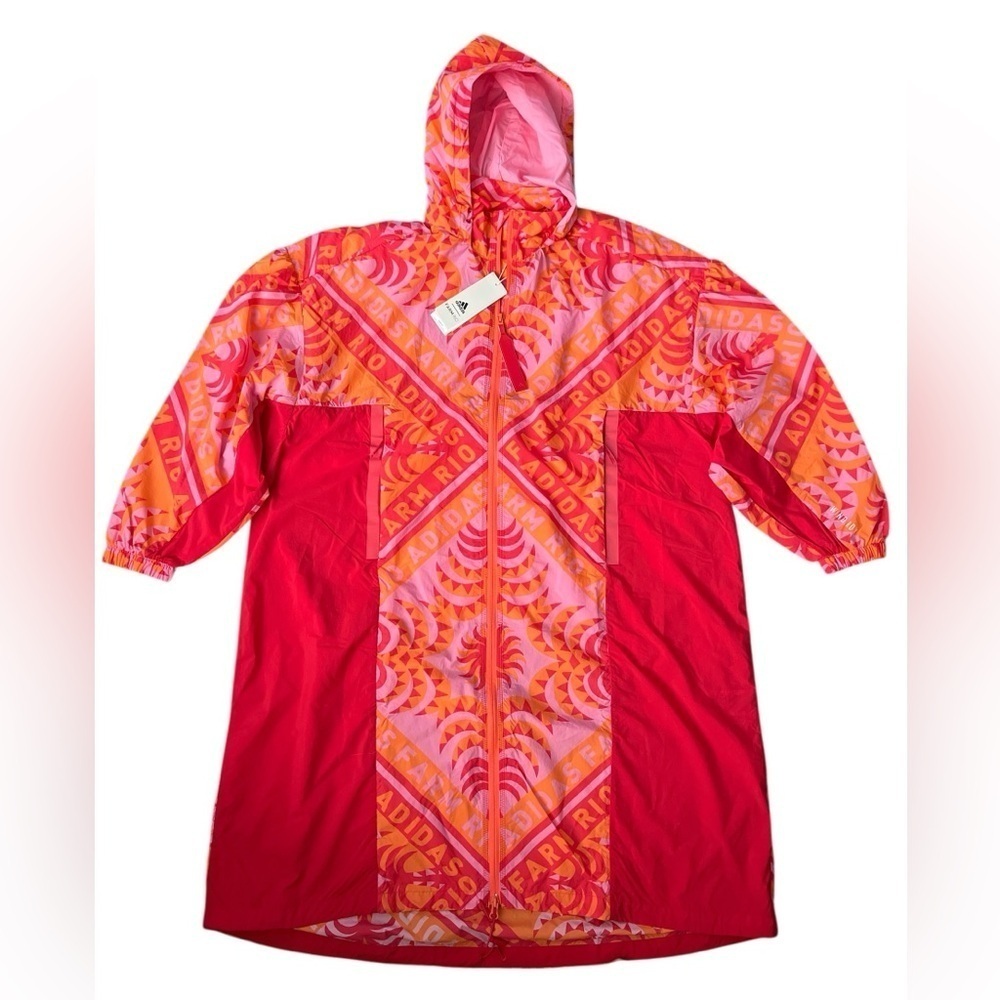 FARM RIO X ADIDAS LONG JACKET WINBREAKER TROPICAL TRENCH SOCCER TRAINING COAT - Picture 4 of 13